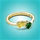 3 - Lysha 1.45 ctw Yellow Sapphire Pear Shape (7x5 mm) & Lab Created Emerald Cushion Shape (5.00 mm) Toi Et Moi Engagement Ring 