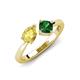 4 - Lysha 1.45 ctw Yellow Sapphire Pear Shape (7x5 mm) & Lab Created Emerald Cushion Shape (5.00 mm) Toi Et Moi Engagement Ring 