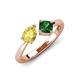4 - Lysha 1.45 ctw Yellow Sapphire Pear Shape (7x5 mm) & Lab Created Emerald Cushion Shape (5.00 mm) Toi Et Moi Engagement Ring 