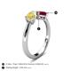 5 - Lysha 1.71 ctw Yellow Sapphire Pear Shape (7x5 mm) & Lab Created Ruby Cushion Shape (5.00 mm) Toi Et Moi Engagement Ring 