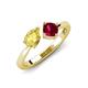 4 - Lysha 1.71 ctw Yellow Sapphire Pear Shape (7x5 mm) & Lab Created Ruby Cushion Shape (5.00 mm) Toi Et Moi Engagement Ring 