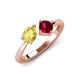 4 - Lysha 1.71 ctw Yellow Sapphire Pear Shape (7x5 mm) & Lab Created Ruby Cushion Shape (5.00 mm) Toi Et Moi Engagement Ring 
