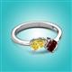 3 - Lysha 1.65 ctw Yellow Sapphire Pear Shape (7x5 mm) & Red Garnet Cushion Shape (5.00 mm) Toi Et Moi Engagement Ring 