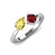 4 - Lysha 1.65 ctw Yellow Sapphire Pear Shape (7x5 mm) & Red Garnet Cushion Shape (5.00 mm) Toi Et Moi Engagement Ring 