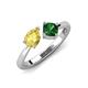 4 - Lysha 1.45 ctw Yellow Sapphire Pear Shape (7x5 mm) & Lab Created Emerald Cushion Shape (5.00 mm) Toi Et Moi Engagement Ring 
