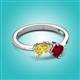 3 - Lysha 1.71 ctw Yellow Sapphire Pear Shape (7x5 mm) & Lab Created Ruby Cushion Shape (5.00 mm) Toi Et Moi Engagement Ring 