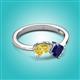 3 - Lysha 1.71 ctw Yellow Sapphire Pear Shape (7x5 mm) & Lab Created Blue Sapphire Cushion Shape (5.00 mm) Toi Et Moi Engagement Ring 