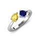 4 - Lysha 1.71 ctw Yellow Sapphire Pear Shape (7x5 mm) & Lab Created Blue Sapphire Cushion Shape (5.00 mm) Toi Et Moi Engagement Ring 