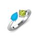 4 - Lysha 1.00 ctw Turquoise Pear Shape (7x5 mm) & Peridot Cushion Shape (5.00 mm) Toi Et Moi Engagement Ring 