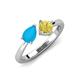 4 - Lysha 1.16 ctw Turquoise Pear Shape (7x5 mm) & Lab Created Yellow Sapphire Cushion Shape (5.00 mm) Toi Et Moi Engagement Ring 