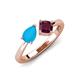 4 - Lysha 0.97 ctw Turquoise Pear Shape (7x5 mm) & Rhodolite Garnet Cushion Shape (5.00 mm) Toi Et Moi Engagement Ring 