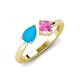 4 - Lysha 1.16 ctw Turquoise Pear Shape (7x5 mm) & Lab Created Pink Sapphire Cushion Shape (5.00 mm) Toi Et Moi Engagement Ring 