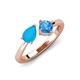 4 - Lysha 1.10 ctw Turquoise Pear Shape (7x5 mm) & Blue Topaz Cushion Shape (5.00 mm) Toi Et Moi Engagement Ring 