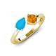4 - Lysha 0.85 ctw Turquoise Pear Shape (7x5 mm) & Citrine Cushion Shape (5.00 mm) Toi Et Moi Engagement Ring 
