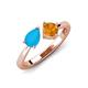 4 - Lysha 0.85 ctw Turquoise Pear Shape (7x5 mm) & Citrine Cushion Shape (5.00 mm) Toi Et Moi Engagement Ring 