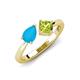 4 - Lysha 1.00 ctw Turquoise Pear Shape (7x5 mm) & Peridot Cushion Shape (5.00 mm) Toi Et Moi Engagement Ring 
