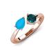 4 - Lysha 1.10 ctw Turquoise Pear Shape (7x5 mm) & London Blue Topaz Cushion Shape (5.00 mm) Toi Et Moi Engagement Ring 