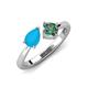 4 - Lysha 1.16 ctw Turquoise Pear Shape (7x5 mm) & Lab Created Alexandrite Cushion Shape (5.00 mm) Toi Et Moi Engagement Ring 