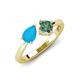 4 - Lysha 1.16 ctw Turquoise Pear Shape (7x5 mm) & Lab Created Alexandrite Cushion Shape (5.00 mm) Toi Et Moi Engagement Ring 