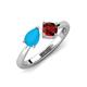 4 - Lysha 1.10 ctw Turquoise Pear Shape (7x5 mm) & Red Garnet Cushion Shape (5.00 mm) Toi Et Moi Engagement Ring 