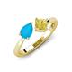 4 - Lysha 1.16 ctw Turquoise Pear Shape (7x5 mm) & Lab Created Yellow Sapphire Cushion Shape (5.00 mm) Toi Et Moi Engagement Ring 
