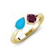 4 - Lysha 0.97 ctw Turquoise Pear Shape (7x5 mm) & Rhodolite Garnet Cushion Shape (5.00 mm) Toi Et Moi Engagement Ring 