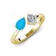 4 - Lysha 0.85 ctw Turquoise Pear Shape (7x5 mm) & Natural Diamond Cushion Shape (5.00 mm) Toi Et Moi Engagement Ring 