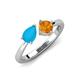 4 - Lysha 0.85 ctw Turquoise Pear Shape (7x5 mm) & Citrine Cushion Shape (5.00 mm) Toi Et Moi Engagement Ring 