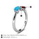 5 - Lysha 1.10 ctw Turquoise Pear Shape (7x5 mm) & Red Garnet Cushion Shape (5.00 mm) Toi Et Moi Engagement Ring 