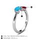 5 - Lysha 1.16 ctw Turquoise Pear Shape (7x5 mm) & Lab Created Ruby Cushion Shape (5.00 mm) Toi Et Moi Engagement Ring 