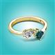 3 - Lysha 1.65 ctw White Sapphire Pear Shape (7x5 mm) & London Blue Topaz Cushion Shape (5.00 mm) Toi Et Moi Engagement Ring 