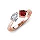 4 - Lysha 1.65 ctw White Sapphire Pear Shape (7x5 mm) & Red Garnet Cushion Shape (5.00 mm) Toi Et Moi Engagement Ring 