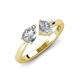 4 - Lysha 1.40 ctw White Sapphire Pear Shape (7x5 mm) & Lab Grown Diamond Cushion Shape (5.00 mm) Toi Et Moi Engagement Ring 