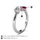 5 - Lysha 1.71 ctw White Sapphire Pear Shape (7x5 mm) & Lab Created Ruby Cushion Shape (5.00 mm) Toi Et Moi Engagement Ring 