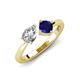 4 - Lysha 1.71 ctw White Sapphire Pear Shape (7x5 mm) & Lab Created Blue Sapphire Cushion Shape (5.00 mm) Toi Et Moi Engagement Ring 