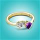 3 - Lysha 1.40 ctw White Sapphire Pear Shape (7x5 mm) & Amethyst Cushion Shape (5.00 mm) Toi Et Moi Engagement Ring 