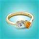 3 - Lysha 1.40 ctw White Sapphire Pear Shape (7x5 mm) & Citrine Cushion Shape (5.00 mm) Toi Et Moi Engagement Ring 