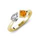 4 - Lysha 1.40 ctw White Sapphire Pear Shape (7x5 mm) & Citrine Cushion Shape (5.00 mm) Toi Et Moi Engagement Ring 