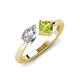4 - Lysha 1.55 ctw White Sapphire Pear Shape (7x5 mm) & Peridot Cushion Shape (5.00 mm) Toi Et Moi Engagement Ring 