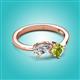 3 - Lysha 1.55 ctw White Sapphire Pear Shape (7x5 mm) & Peridot Cushion Shape (5.00 mm) Toi Et Moi Engagement Ring 