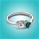 3 - Lysha 1.65 ctw White Sapphire Pear Shape (7x5 mm) & London Blue Topaz Cushion Shape (5.00 mm) Toi Et Moi Engagement Ring 