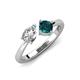 4 - Lysha 1.65 ctw White Sapphire Pear Shape (7x5 mm) & London Blue Topaz Cushion Shape (5.00 mm) Toi Et Moi Engagement Ring 