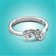3 - Lysha 1.40 ctw White Sapphire Pear Shape (7x5 mm) & Lab Grown Diamond Cushion Shape (5.00 mm) Toi Et Moi Engagement Ring 