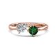 1 - Lysha 1.45 ctw White Sapphire Pear Shape (7x5 mm) & Lab Created Emerald Cushion Shape (5.00 mm) Toi Et Moi Engagement Ring 