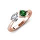 4 - Lysha 1.45 ctw White Sapphire Pear Shape (7x5 mm) & Lab Created Emerald Cushion Shape (5.00 mm) Toi Et Moi Engagement Ring 