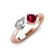 4 - Lysha 1.71 ctw White Sapphire Pear Shape (7x5 mm) & Lab Created Ruby Cushion Shape (5.00 mm) Toi Et Moi Engagement Ring 