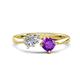 1 - Lysha 1.40 ctw White Sapphire Pear Shape (7x5 mm) & Amethyst Cushion Shape (5.00 mm) Toi Et Moi Engagement Ring 