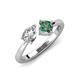 4 - Lysha 1.71 ctw White Sapphire Pear Shape (7x5 mm) & Lab Created Alexandrite Cushion Shape (5.00 mm) Toi Et Moi Engagement Ring 