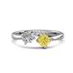 1 - Lysha 1.71 ctw White Sapphire Pear Shape (7x5 mm) & Lab Created Yellow Sapphire Cushion Shape (5.00 mm) Toi Et Moi Engagement Ring 
