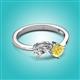3 - Lysha 1.71 ctw White Sapphire Pear Shape (7x5 mm) & Lab Created Yellow Sapphire Cushion Shape (5.00 mm) Toi Et Moi Engagement Ring 